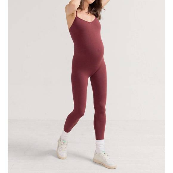 NEW HATCH the body rib unitard jumpsuit in cinnamon